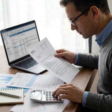 Tax professional reviewing IRS documents