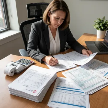 Tax professional organizing corporate tax documents