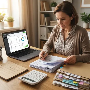 Bookkeeper reviewing financial reports