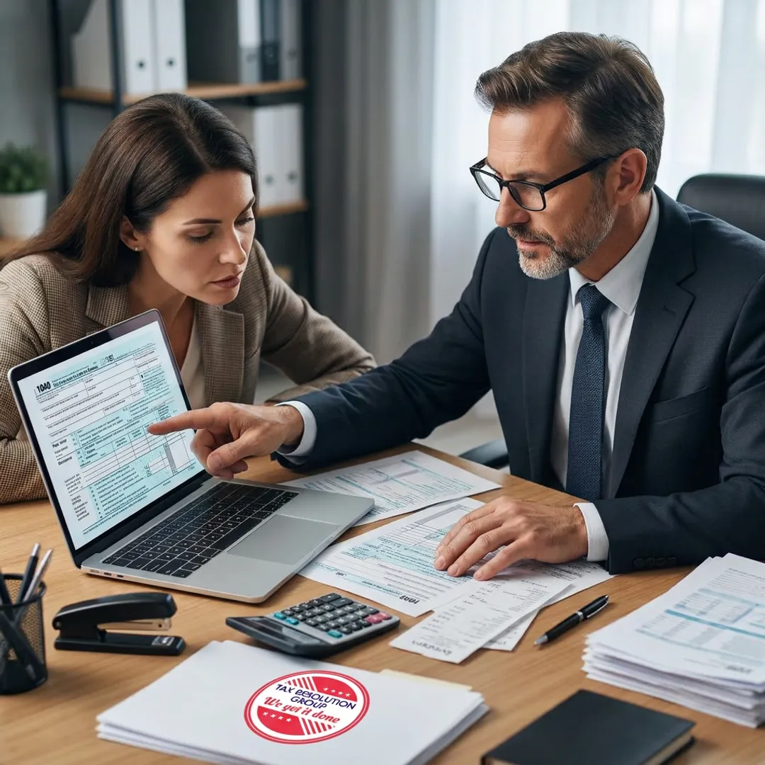 Tax consultant reviewing deductions with a client