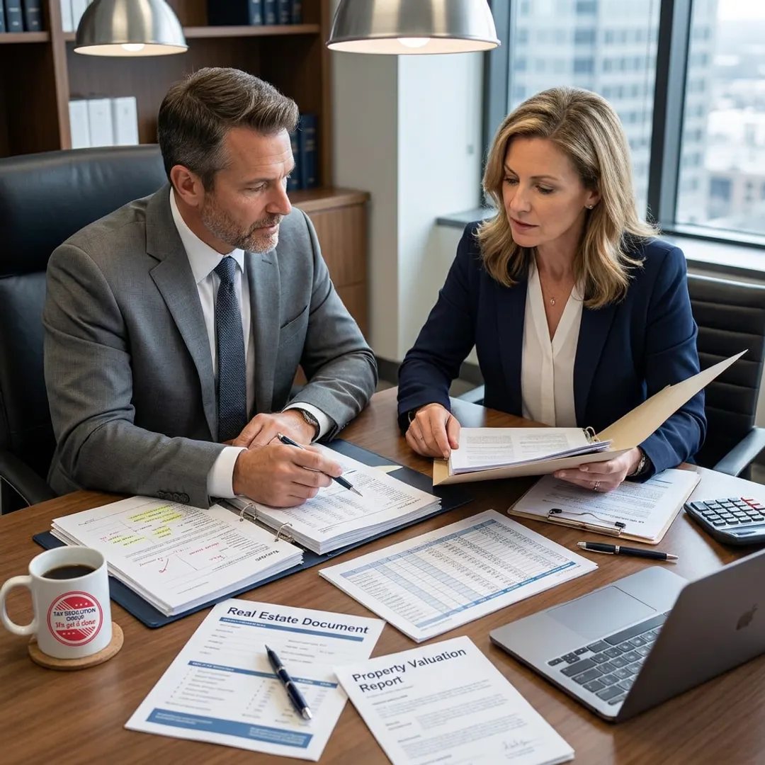 Advisor reviewing real estate tax valuation report