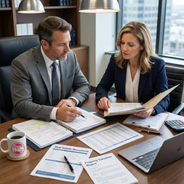 Advisor reviewing real estate tax valuation report