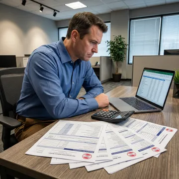 Real estate accountant reviewing tax documents