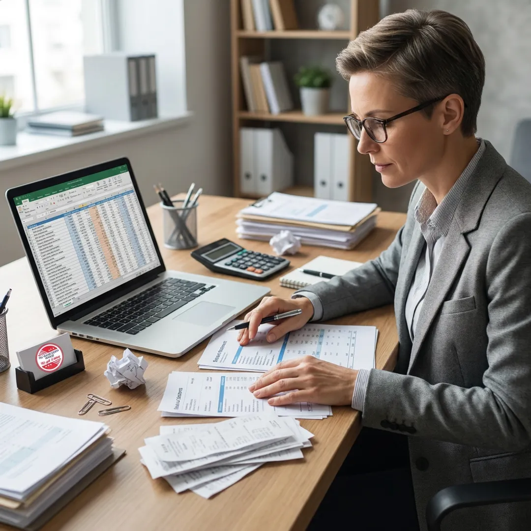 Tax professional reviewing small business financial records