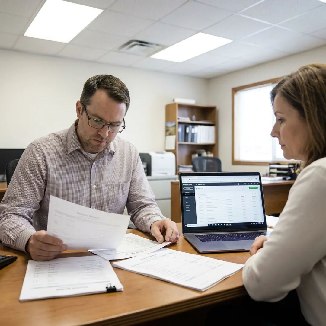 Accountant reviewing financial statements