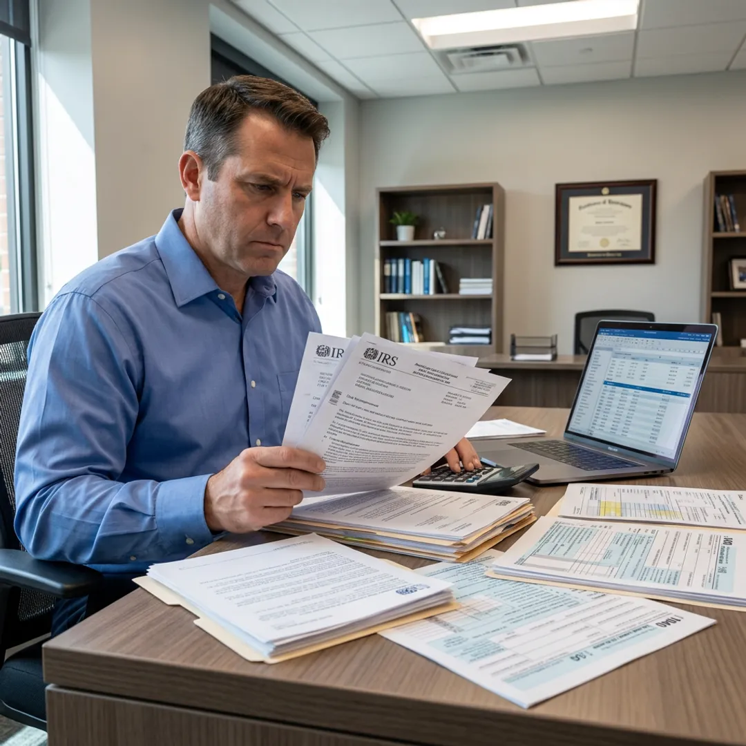 Tax professional reviewing IRS notices