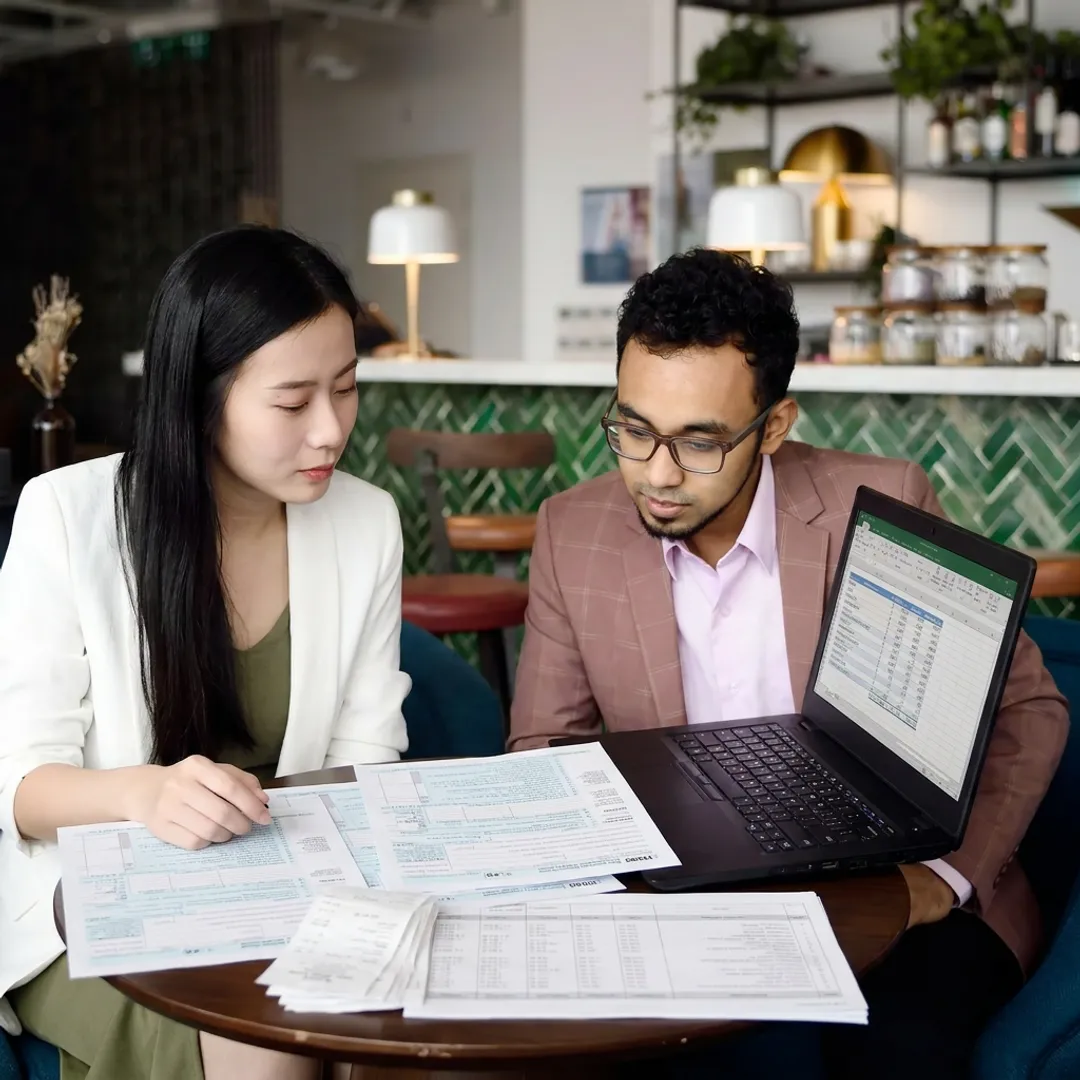 Tax professional reviewing documents