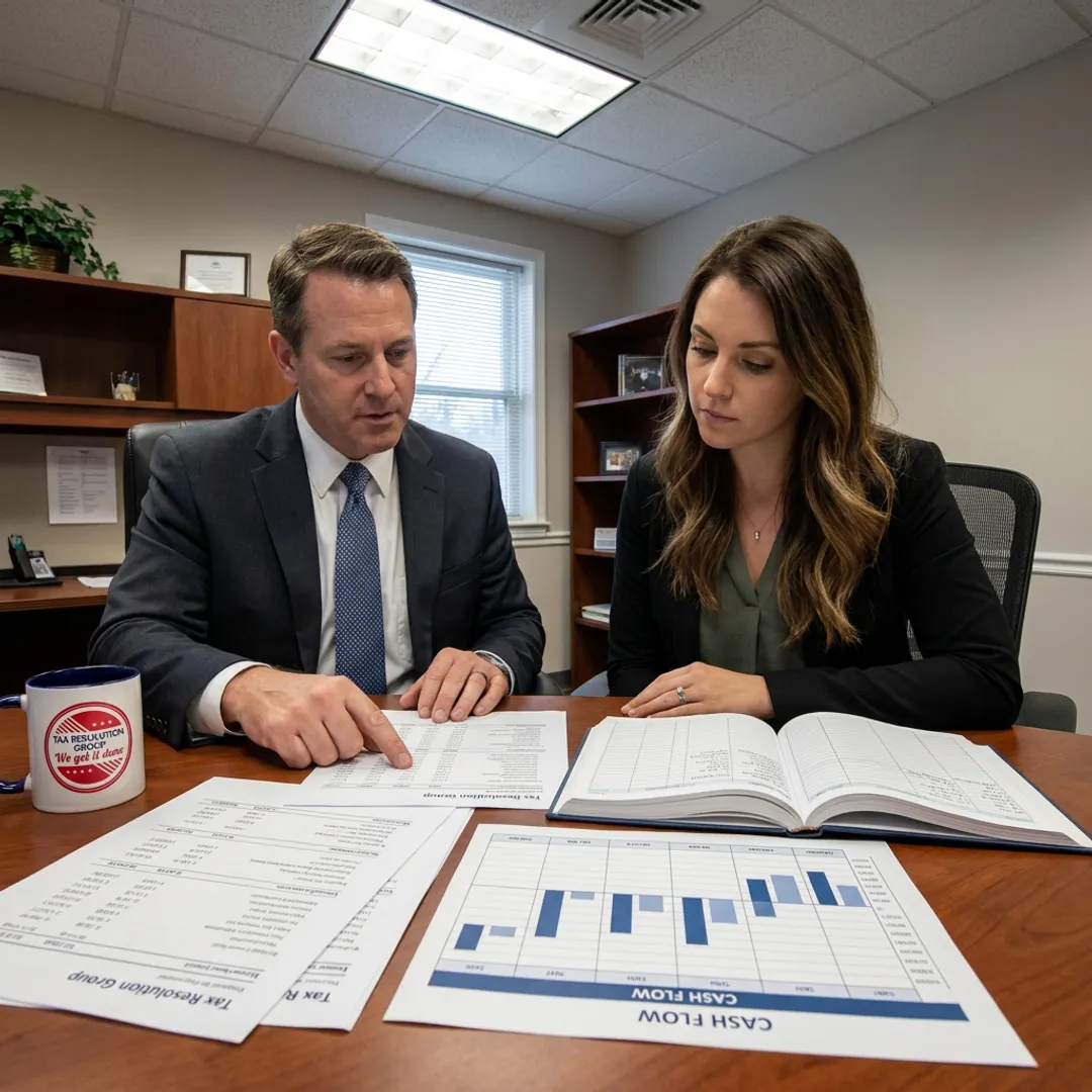 Accountant reviewing business financial reports