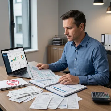 Accountant reviewing tax and bookkeeping reports