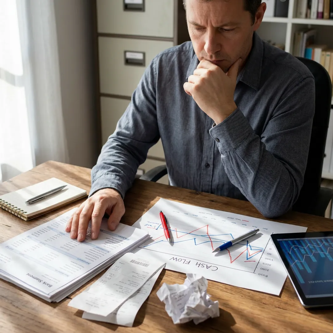 Bookkeeper reviewing small business financial reports