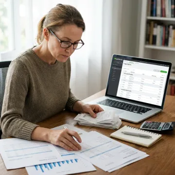 Bookkeeper preparing business financial reports