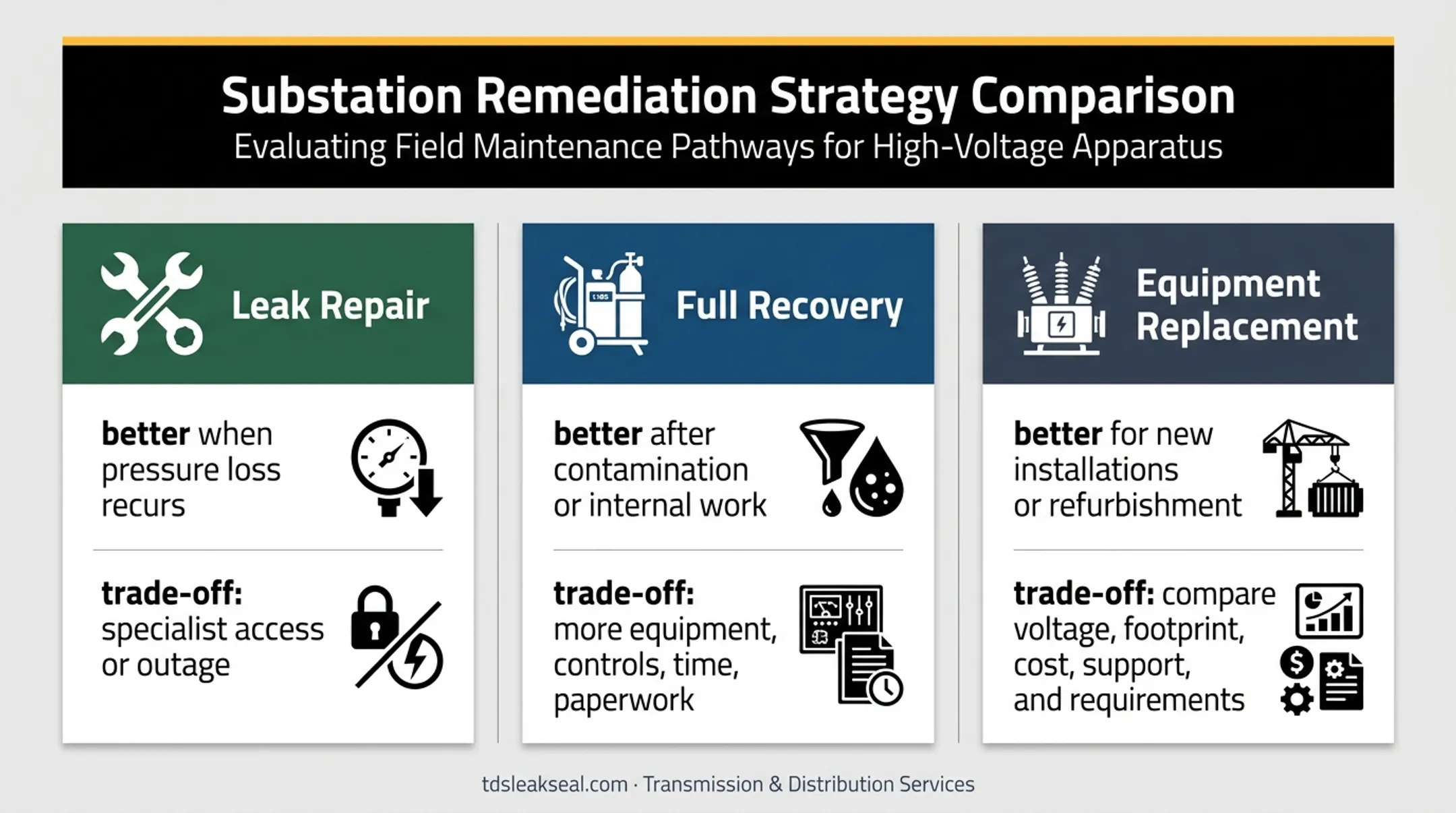 Three alternatives to SF6 circuit breaker refilling comparison