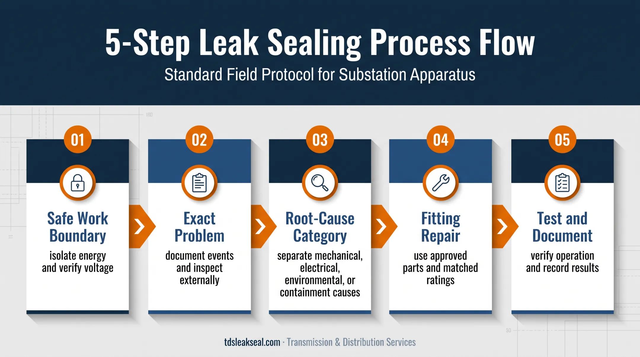 Five-step circuit breaker repair and validation process flow