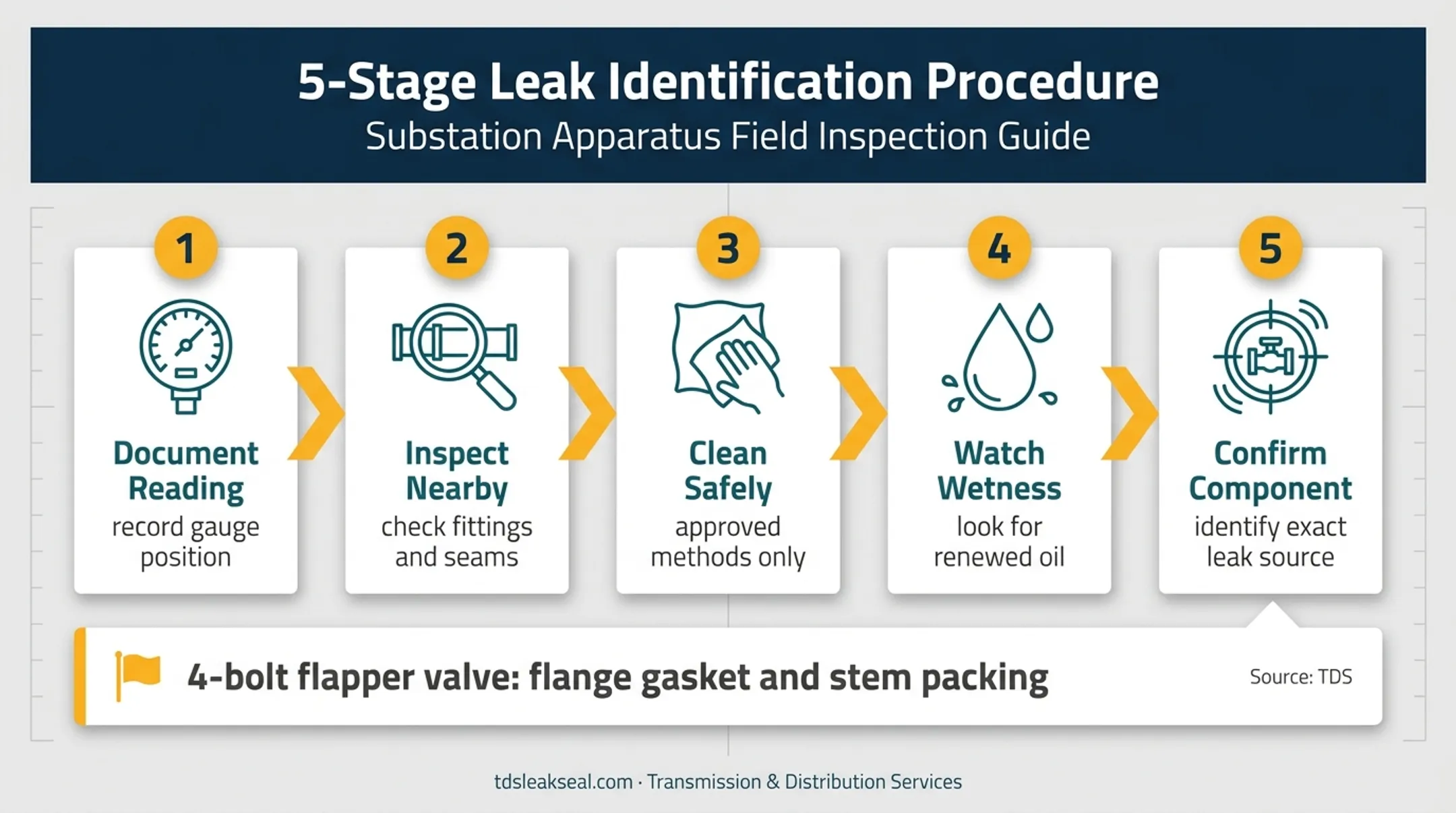 Transformer oil gauge leak source investigation process diagram