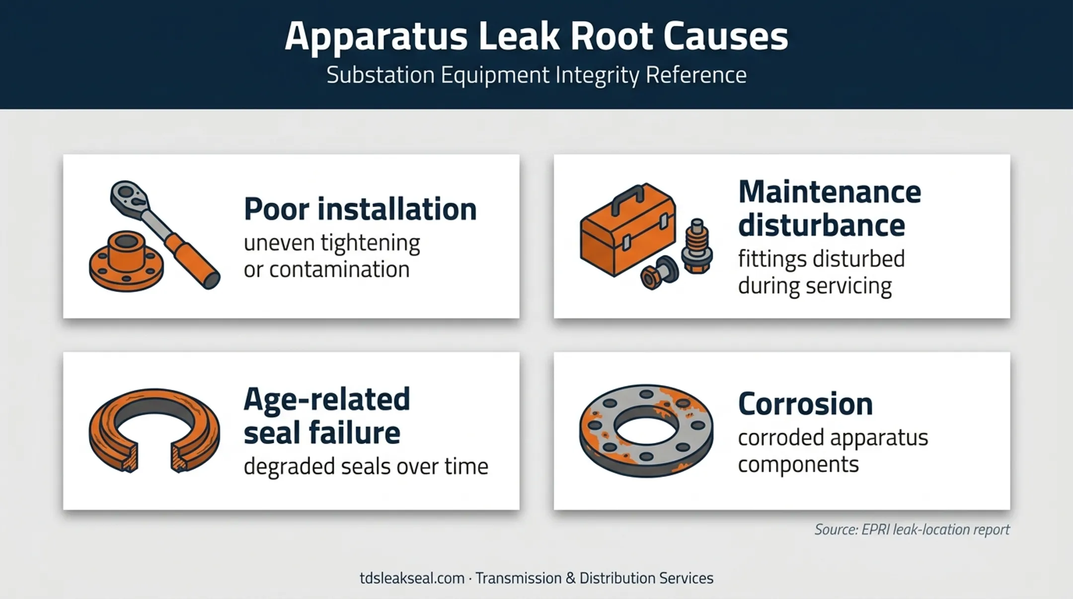 Four common SF6 leak root causes in electrical apparatus