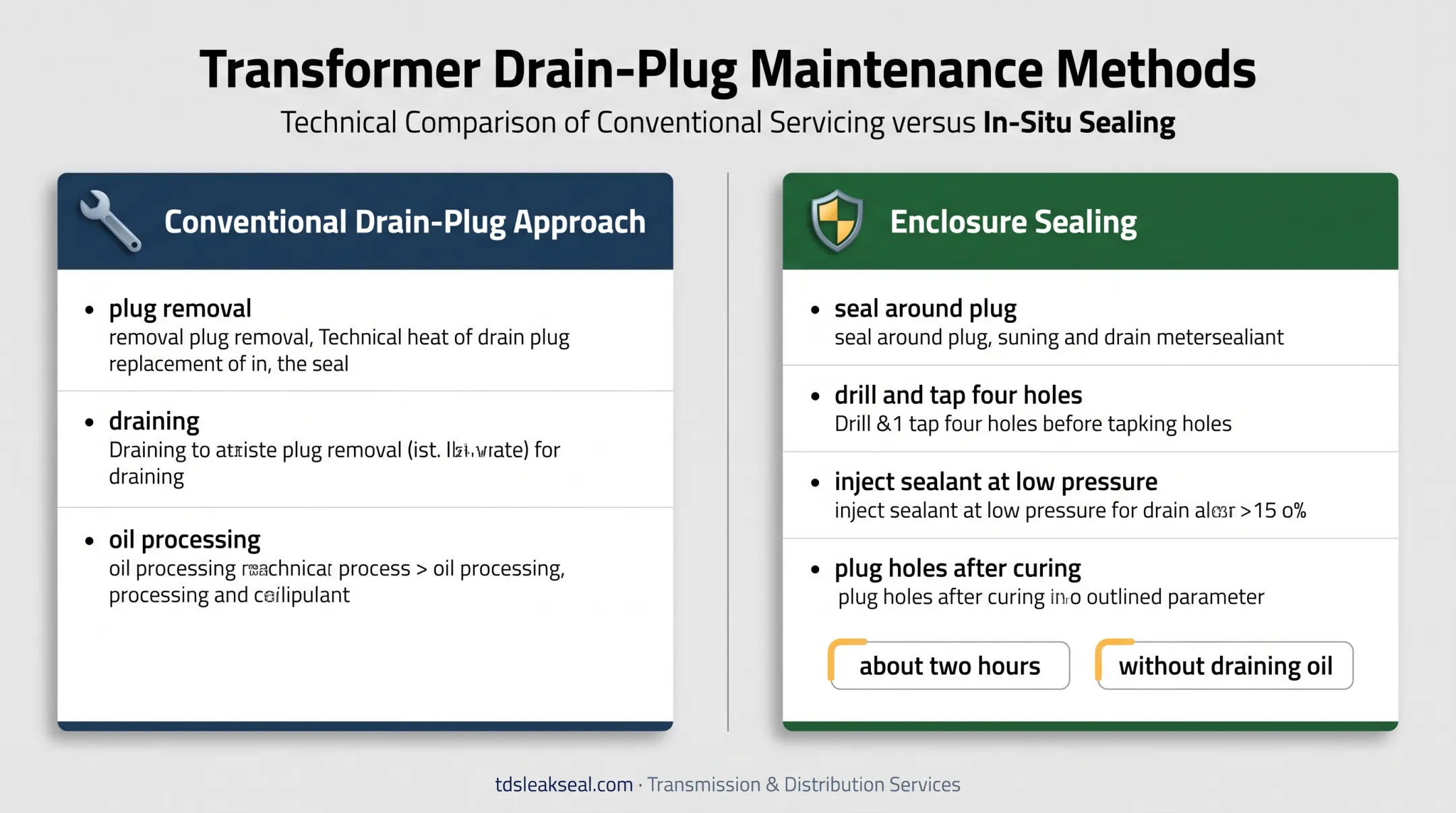 Transformer drain valve conventional removal versus low pressure sealing comparison