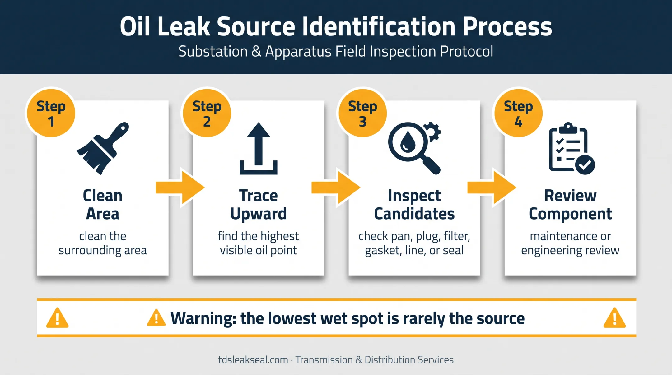 Four-step oil leak source diagnosis process for accurate repair
