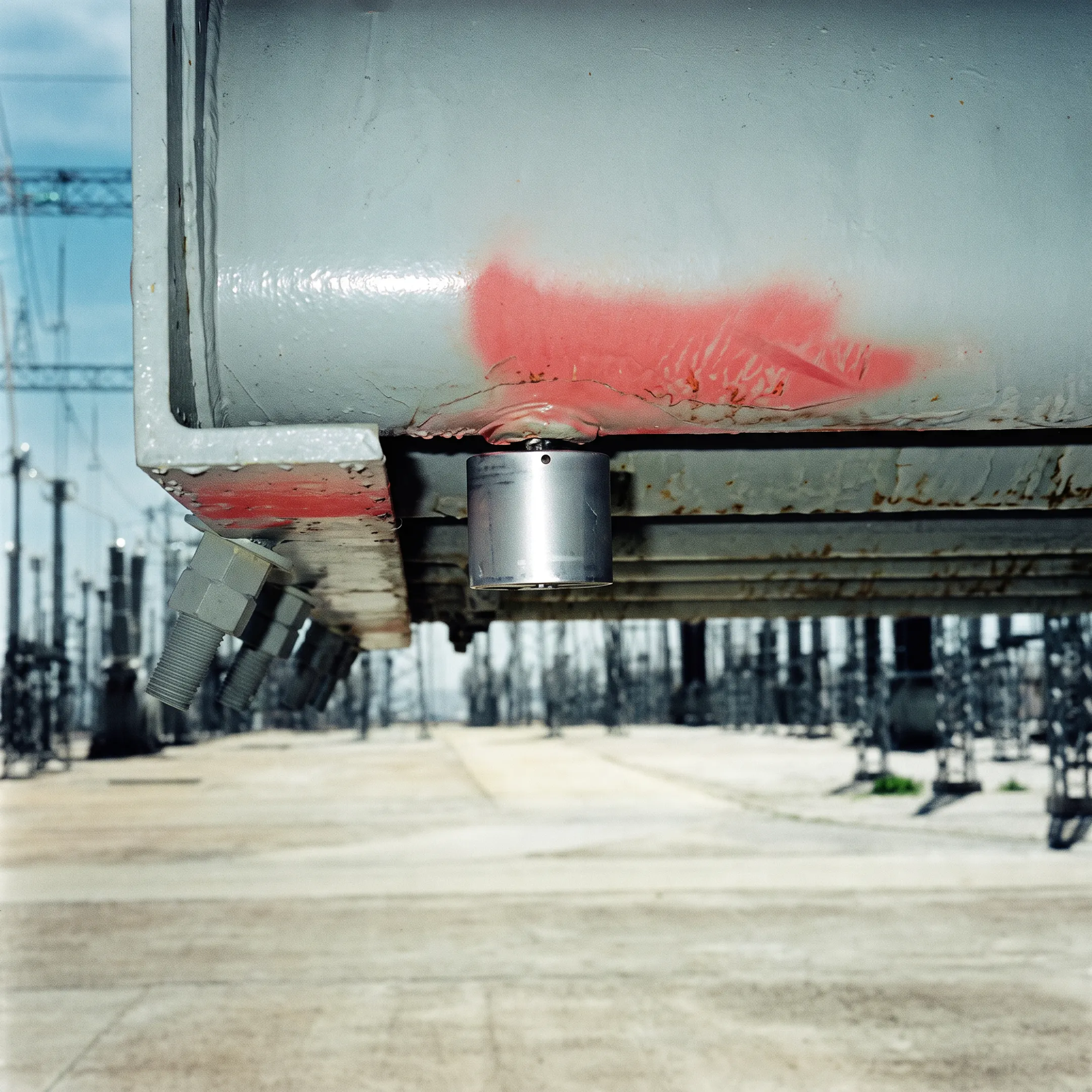 Technician sealing a transformer leak with an engineered enclosure