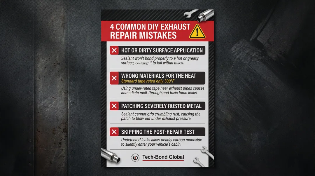 Four common exhaust flex pipe repair mistakes to avoid warning infographic