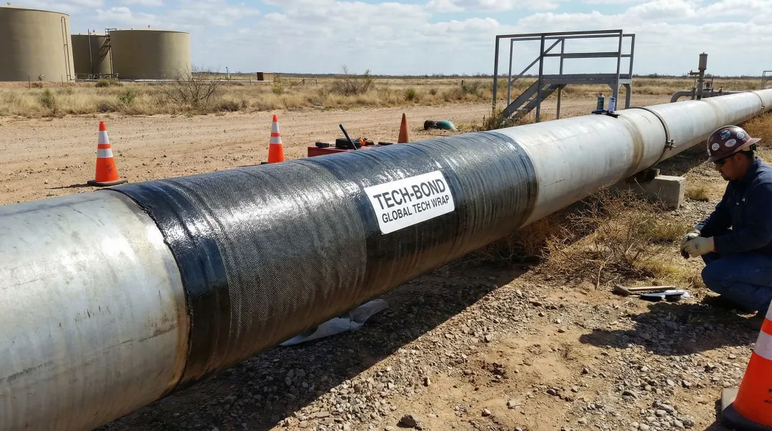 Tech-Bond PTFE repair system applied to large diameter pipeline in field conditions