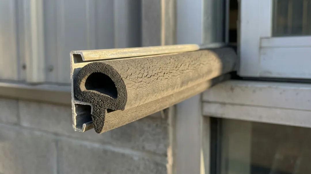 Outdoor rubber seal assembly exposed to UV and ozone weathering conditions