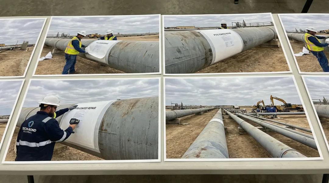 Tech-Bond Global molecular bonding repair applied to large HDPE pipeline in field