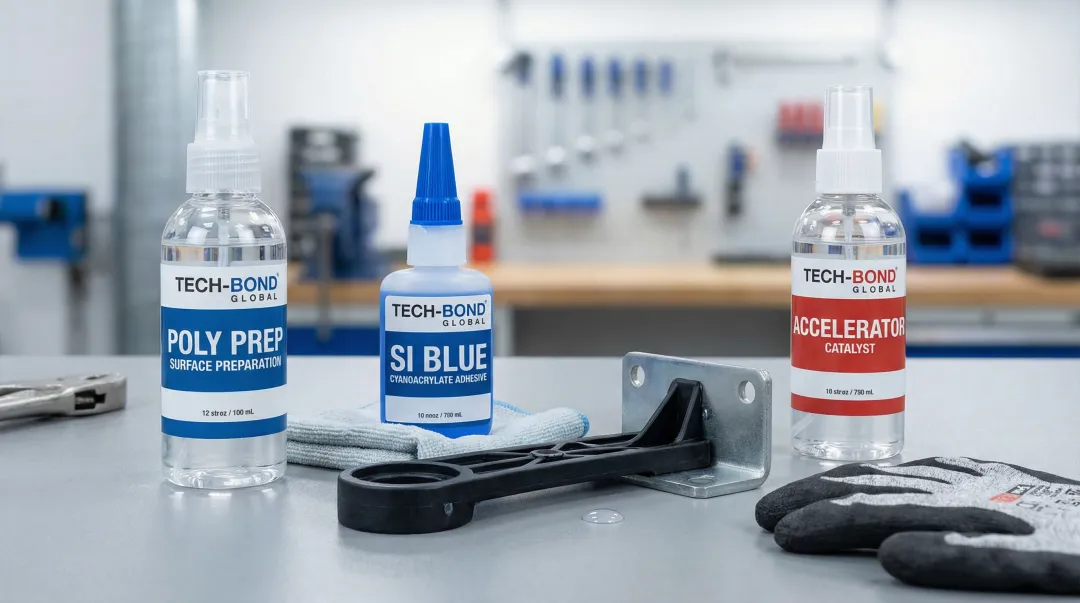 Tech-Bond Polymer Bonding Process three-component system Poly Prep SI Blue Accelerator products