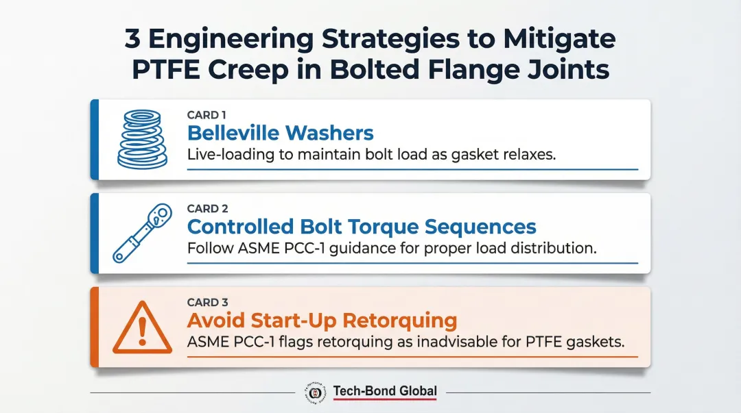 Three PTFE creep mitigation strategies for bolted flange joints engineering diagram