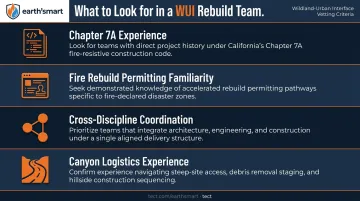 Four criteria for evaluating WUI canyon rebuild team experience and qualifications