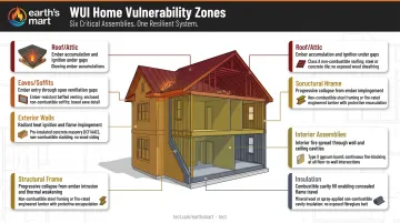 Zone-by-zone wildfire home vulnerability map with recommended fire-resistant materials
