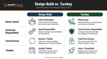 Design-build versus turnkey construction comparison chart four key factors