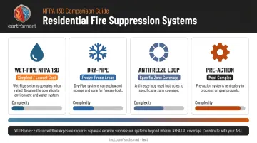 Four home fire suppression system types comparison from wet-pipe to pre-action