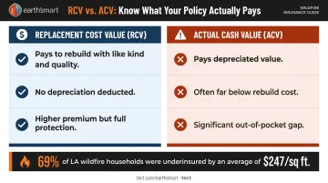 Replacement Cost Value versus Actual Cash Value insurance policy comparison chart