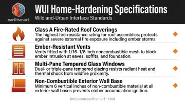 Four wildfire home-hardening specifications for WUI ember-resistant construction