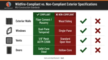 Fire-resistant exterior envelope system components walls windows vents and doors