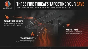 Three wildfire threats converging at home eave assembly diagram