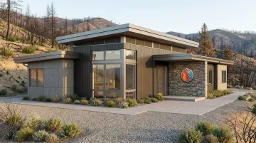 Tect fire-resilient home construction with non-combustible exterior wall assemblies and fire-resistant materials