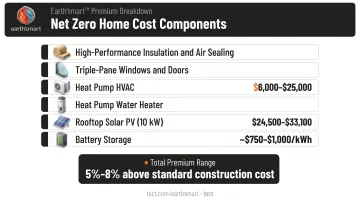 Net zero home cost breakdown by system component with price ranges