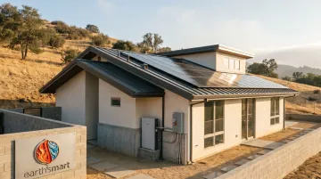 Fire-resistant net zero WUI home with solar panels and battery storage system