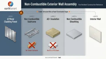 Non-combustible wall assembly layers diagram panel insulation subframe sheathing integration