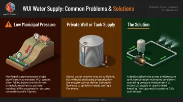 Two WUI water supply failure scenarios low municipal pressure versus private tank supply
