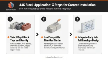3-step AAC block correct specification and installation process flow diagram