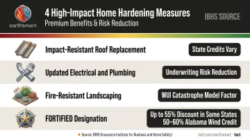 Home hardening measures and FORTIFIED designation discount savings by improvement type