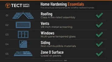 Five critical structural hardening components for wildfire-resistant home construction