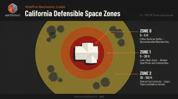 California defensible space three zones distances and requirements around home