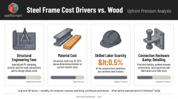 Four primary cost drivers of steel frame luxury home construction compared to wood framing