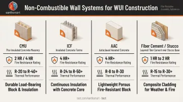 Fire-resistant non-combustible wall system materials comparison for WUI homes
