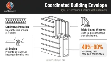 High-performance building envelope system components continuous insulation air sealing triple glazing