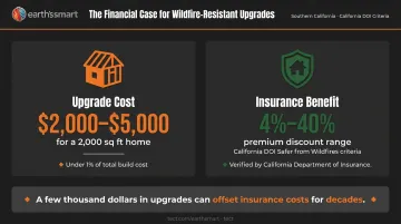 Wildfire-resistant home upgrade costs versus insurance discount savings comparison infographic