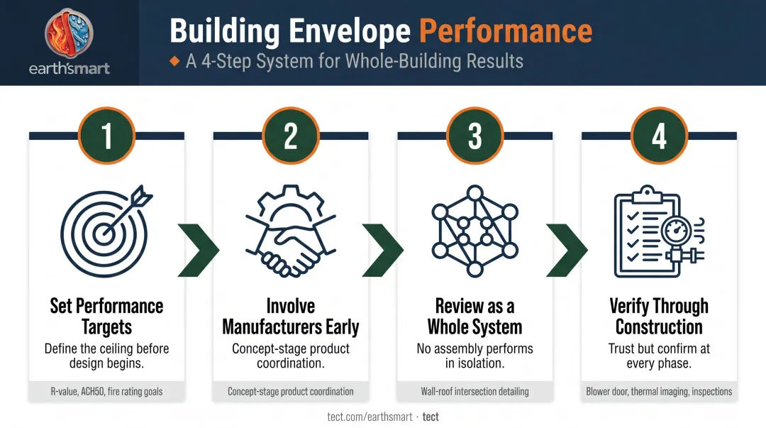 Four-step building envelope optimization process from performance targets to construction verification